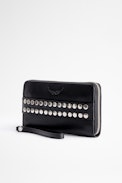 Compagnon Studs Outline Wallet - Women's black grained leather wallet