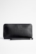 Compagnon Studs Outline Wallet - Women's black grained leather wallet