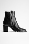 Bottines Lena Round Piping - Bottines noires femme à talons