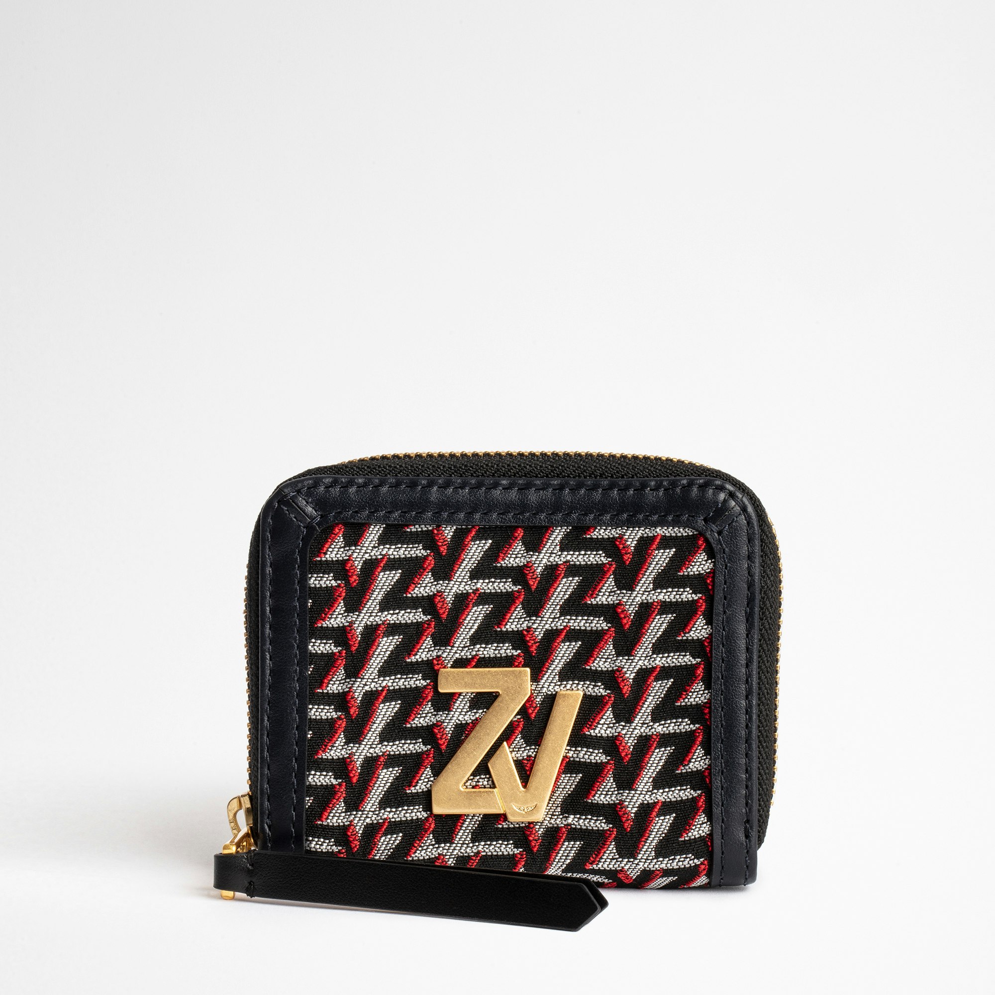 ZV Initiale Le Compact Monogram Coin Purse - Women’s black leather and French jacquard canvas coin purse