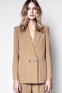 Veste Visko Crepe - Veste de costume beige femme.