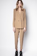 Veste Visko Crepe - Veste de costume beige femme.