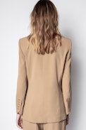 Veste Visko Crepe - Veste de costume beige femme.