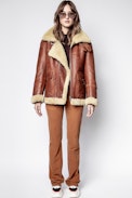 Kain Shearling Jacket - Women’s brown leather jacket.