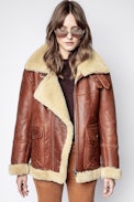 Kain Shearling Jacket - Women’s brown leather jacket.