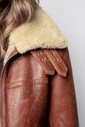 Kain Shearling Jacket - Women’s brown leather jacket.