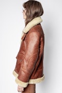 Kain Shearling Jacket - Women’s brown leather jacket.