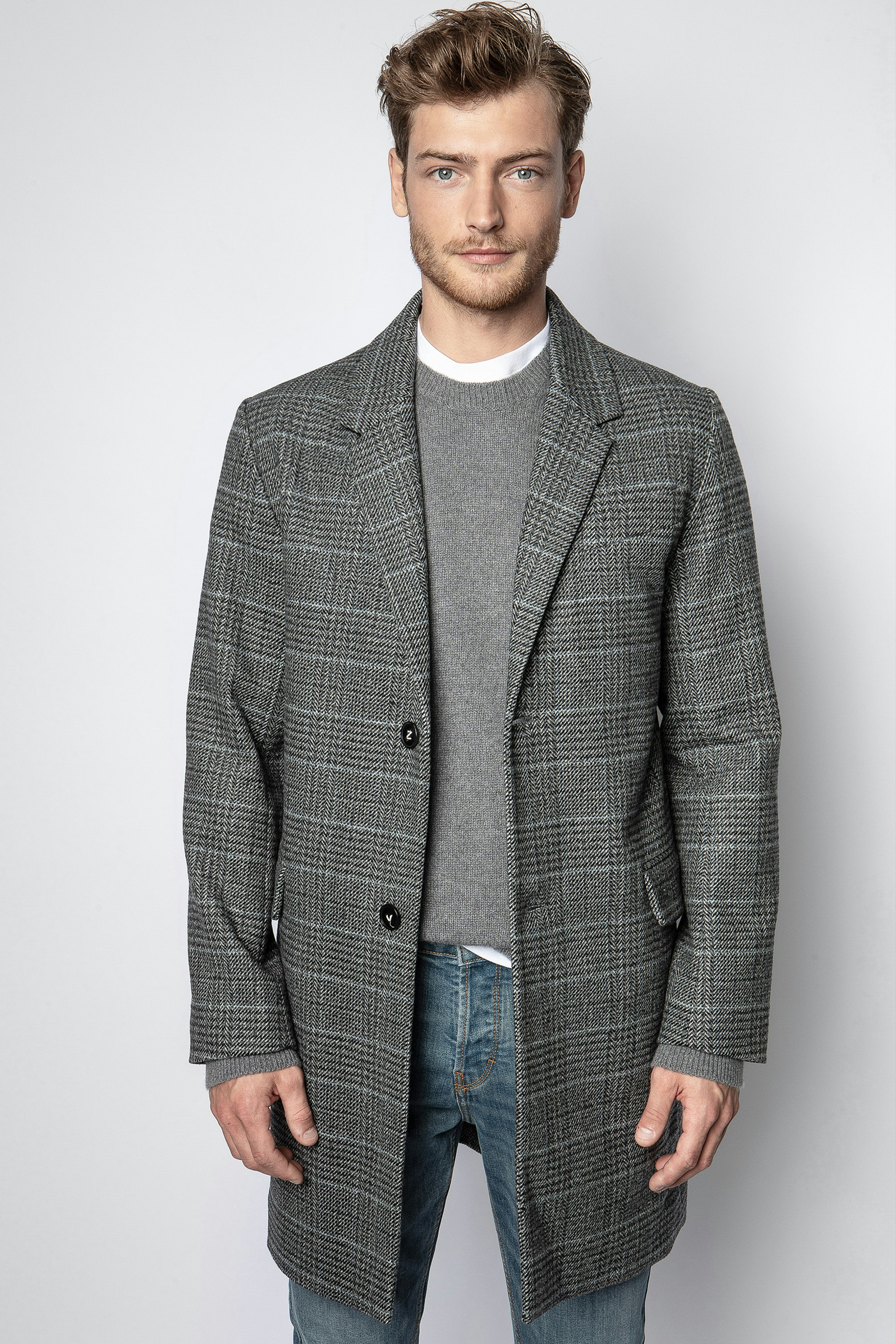 gray check coat