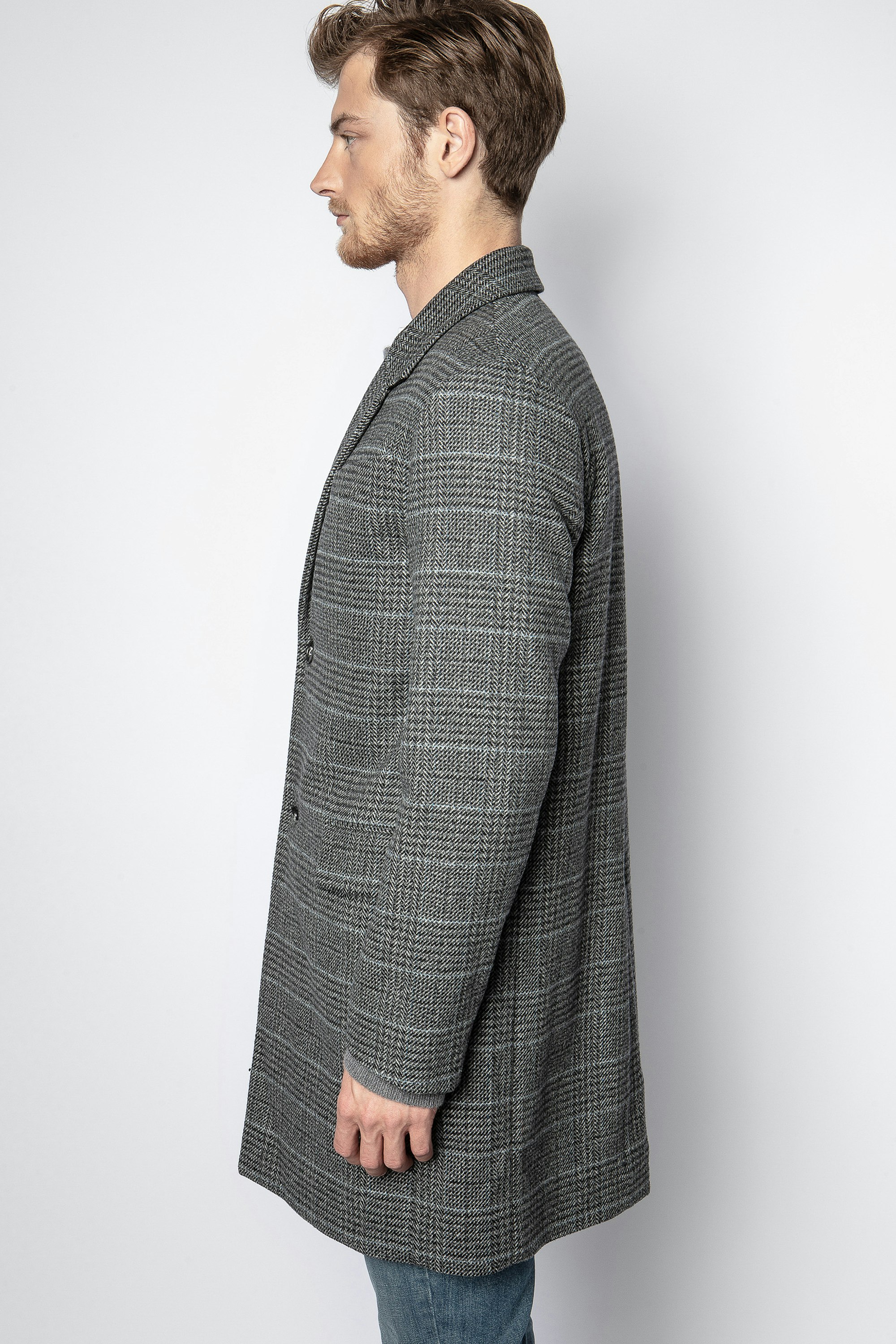 gray check coat