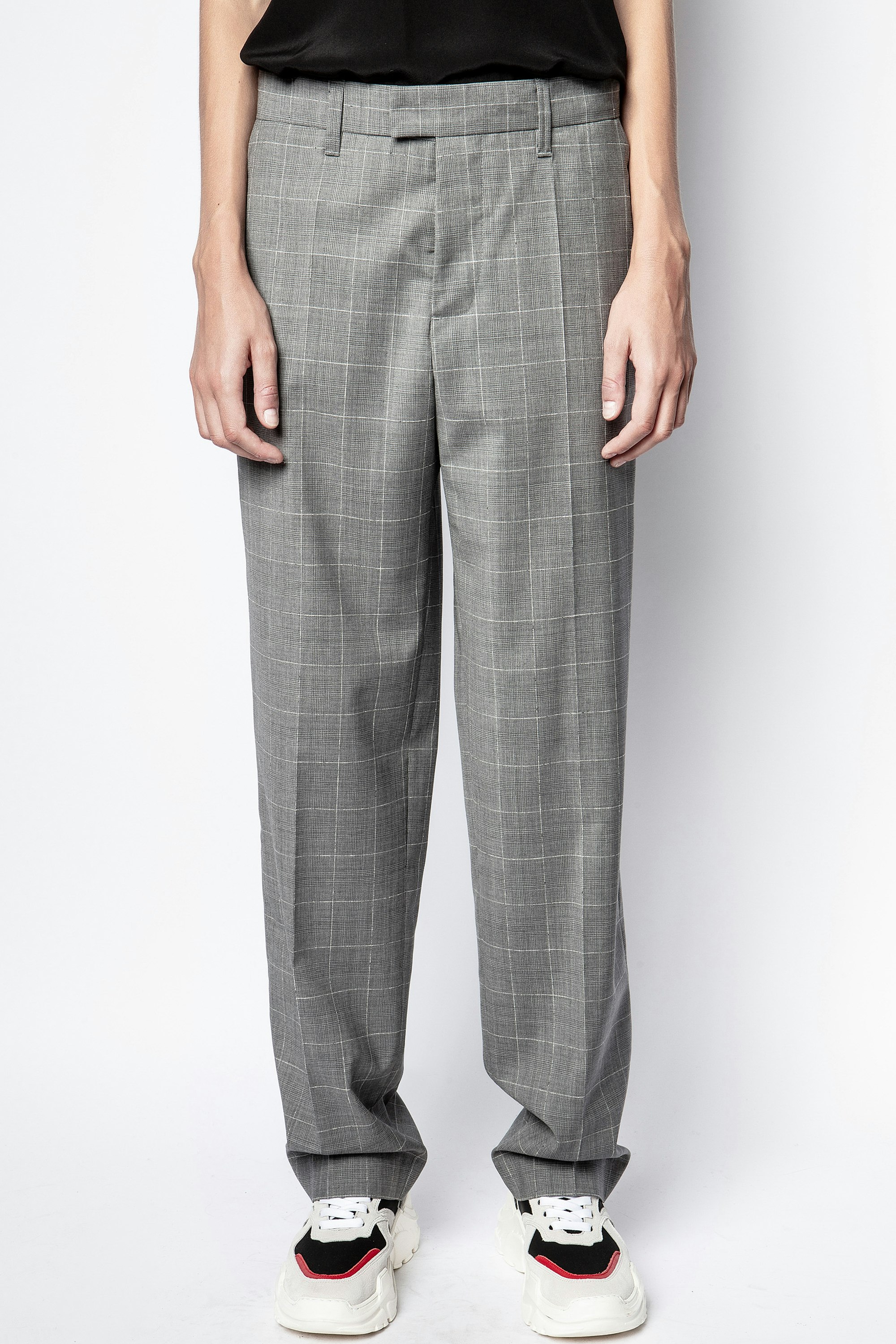 gray check pants