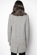 Manteau Marco Chevron - Manteau noir en laine femme.