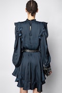 Robe Ruins Satin - Robe bleu marine femme.