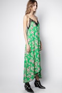Kleid Risty Print Roses - Grünes Damenkleid mit Print.