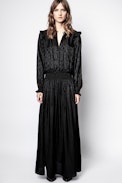 Robe Roar Jac Python - Robe noire femme, imprimé jacquard.