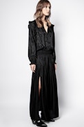 Robe Roar Jac Python - Robe noire femme, imprimé jacquard.
