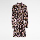 Robe Soie Rabbi Peonies - Robe noire en soie femme imprimée.