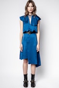 Robe Soie Racky - Robe bleu marine en soie femme.
