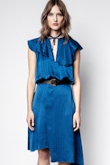 Robe Soie Racky - Robe bleu marine en soie femme.