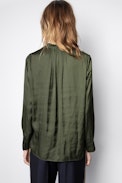 Tink Satin Blouse - Women’s khaki blouse.