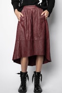 Jupe Joslin Cuir Froissé - Jupe bordeaux femme.