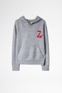 Kinderpullover Andy - Grauer Kinder-Kapuzenpullover aus Strick