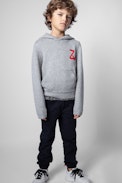 Kinderpullover Andy - Grauer Kinder-Kapuzenpullover aus Strick
