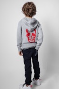 Kinderpullover Andy - Grauer Kinder-Kapuzenpullover aus Strick