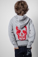 Kinderpullover Andy - Grauer Kinder-Kapuzenpullover aus Strick