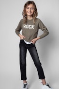 Pull Mila Enfant - Pull kaki Rock enfant