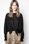 Ruby Cachemire Sweater - Women’s black featherlight cashmere sweater.