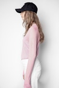 Pull Friday Cachemire - Pull rose femme, en cachemire plume.