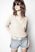 Pull Brume Cachemire - Pull beige femme, en cachemire plume.