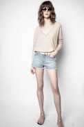 Pull Brume Cachemire - Pull beige femme, en cachemire plume.