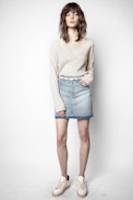 Pull Brumy - Pull beige en coton  biologique femme.