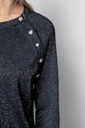 Pull Reglis Lurex - Pull bleu marine en laine mérinos femme