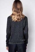 Pull Reglis Lurex - Pull bleu marine en laine mérinos femme