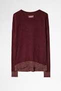 Pull Cici Patch Shiny Cachemire - Pull bordeaux en cachemire femme.