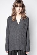 Pullover Elly Kaschmir - Grauer Damenpullover aus Kaschmir.