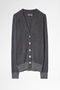 Cardigan Jim Patch Lurex Cachemire - Cardigan gris en cachemire femme.