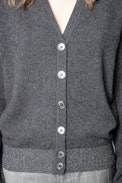 Cardigan Jim Patch Lurex Cachemire - Cardigan gris en cachemire femme.