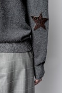 Cardigan Jim Patch Lurex Cachemire - Cardigan gris en cachemire femme.