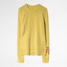 Pullover Source - Gelber Damenpullover aus recyceltem Kaschmir.