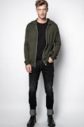 Clash Patch Cardigan - Men’s green cardigan.