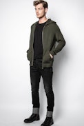 Clash Patch Cardigan - Men’s green cardigan.