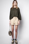 Flint Patch Cachemire Sweater - Women’s khaki featherlight cashmere sweater.
