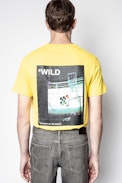 T-Shirt Ted Photoprint Wild - Gelbes Herren-T-Shirt.