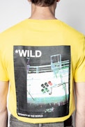 T-Shirt Ted Photoprint Wild - Gelbes Herren-T-Shirt.