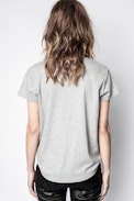 Camiseta Zoe Small Heart Iconics - Camiseta gris para mujer con bordado.