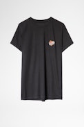 Zoe Small Heart Iconics T-Shirt - Women’s black T-shirt with embroidery.