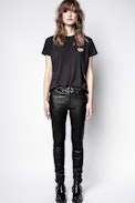 Zoe Small Heart Iconics T-Shirt - Women’s black T-shirt with embroidery.